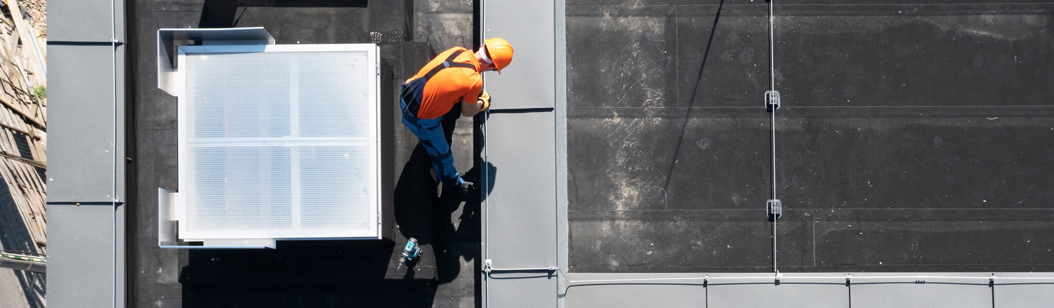 Lightning Protection Rod Installation On Top Of A Building